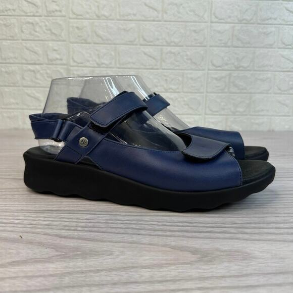 Wolky Pichu Walking Sandals WMNS 41 US 10 Blue Smooth Leather Adjustable Straps - Picture 2 of 9